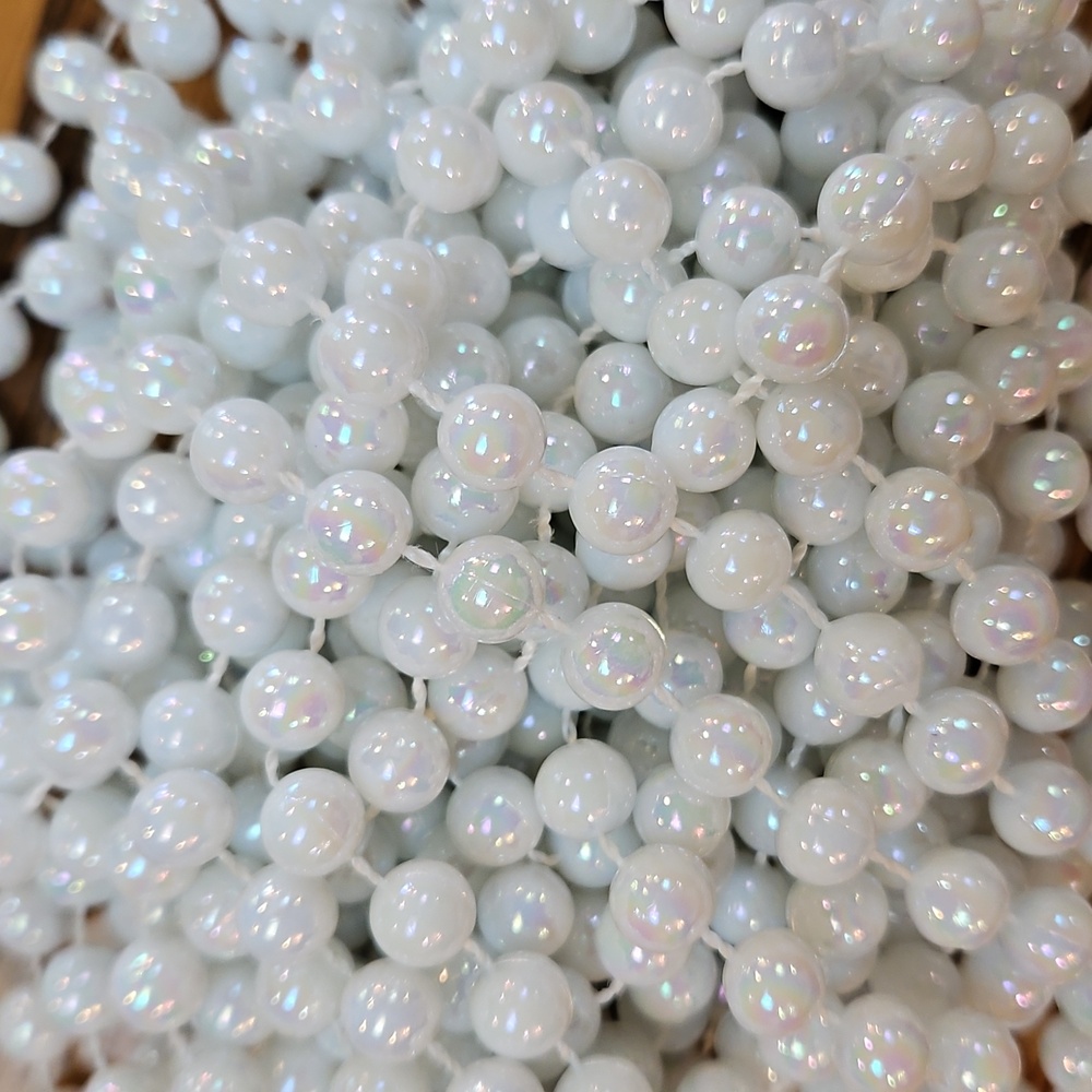Pearl Strings Garland Strings White Iridescent Hues 3 Strands Approx 18' Each